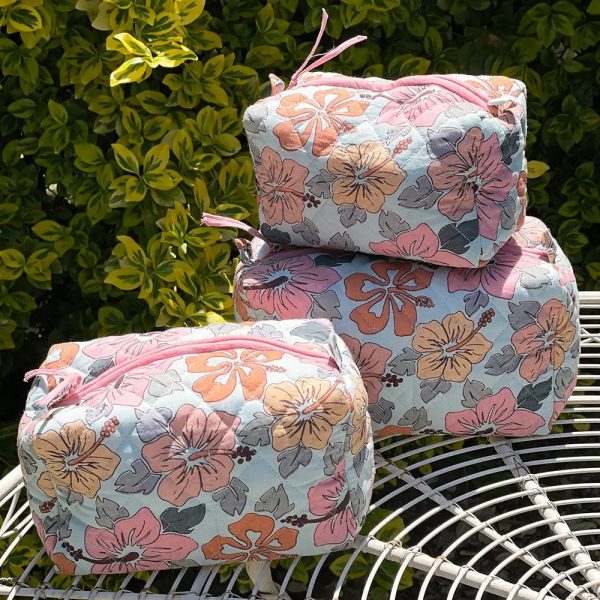 Hisbiscus Cosmetic Bag - Set of 3 Hot on Sale