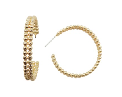 Gold Beaded Hoop Earrings on Sale