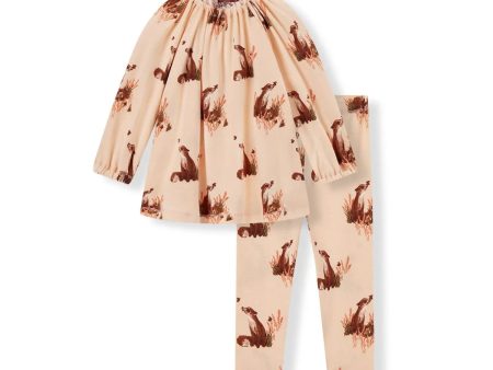 Floral Fox Dress & Leggings Set Fashion