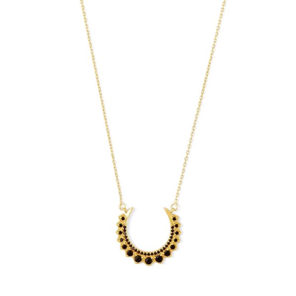 Black Accented Crescent Necklace For Cheap