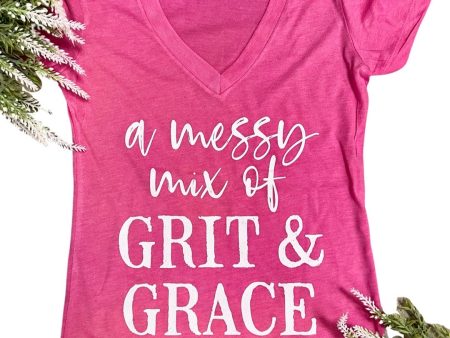 A Messy Mix of Grit and Grace Shirt (Pink) Hot on Sale