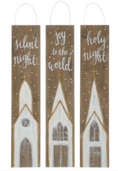 Church Wood Plank Ornament Hot on Sale