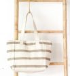 Taupe Stripe Beach Bag Discount