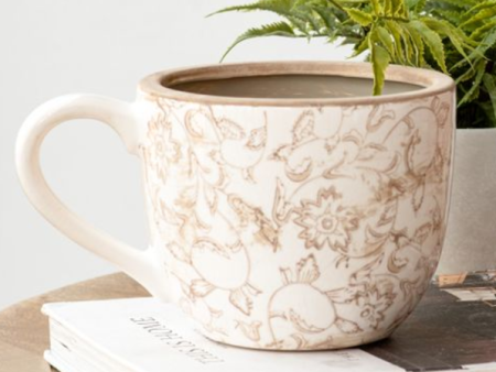 Beige Heirloom Teacup Planter on Sale