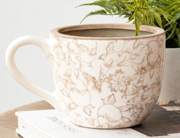 Beige Heirloom Teacup Planter on Sale