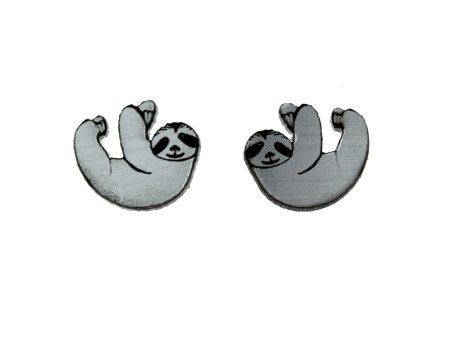 Last Chance! Sloth Earrings in Silver Black Sale