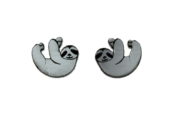 Last Chance! Sloth Earrings in Silver Black Sale