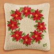 Chandler 4 Corners 18  Hooked Pillow, Poinsettia Wreath on Sale