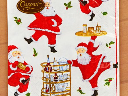 Caspari Paper Napkins, Cocktails with Santa on Sale