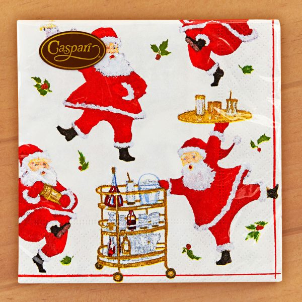 Caspari Paper Napkins, Cocktails with Santa on Sale