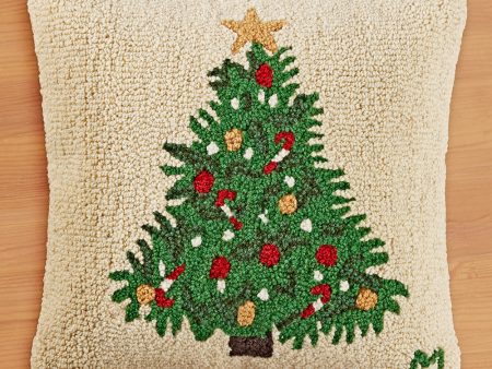 Chandler 4 Corners 18  Hooked Pillow, Elegant Tree on Sale