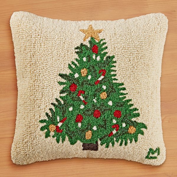 Chandler 4 Corners 18  Hooked Pillow, Elegant Tree on Sale