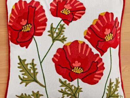 Chandler 4 Corners 18  Embroidered Pillow, Poppy Profusion Cheap