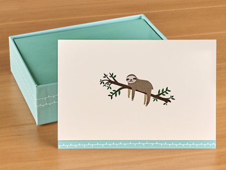 Blank Note Card Set, Sloth Fashion