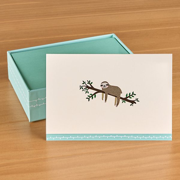 Blank Note Card Set, Sloth Fashion