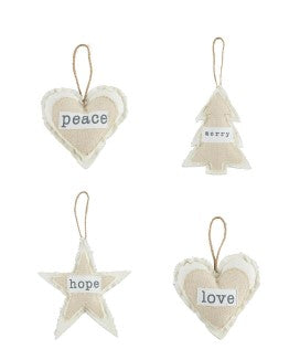 White Plush Ornament, 4 styles Discount