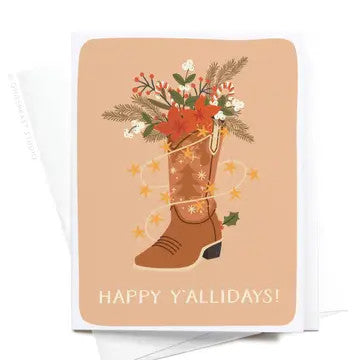 Happy Y allidays Cowboy Boot Greeting Card Fashion