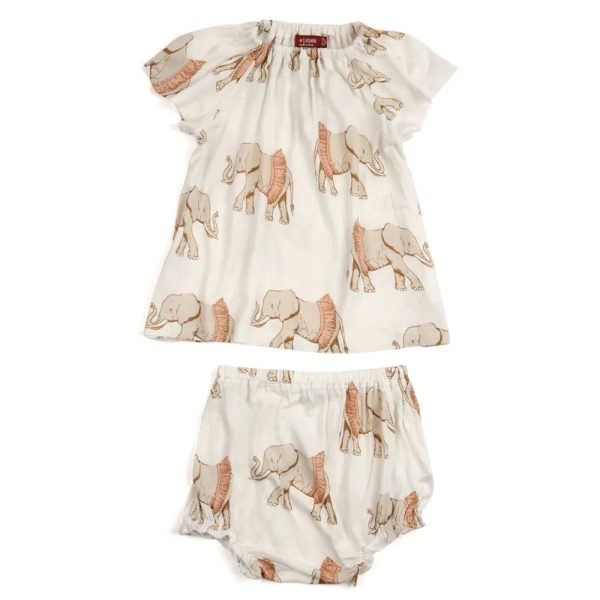 Elephant Bamboo Dress & Bloomer Set Cheap