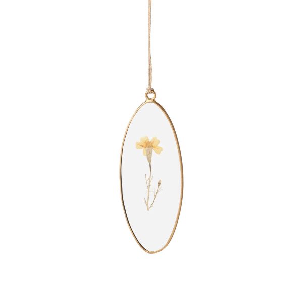 Rosy Rings Golden Oval Pressed Floral Suncatcher For Discount