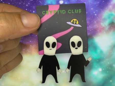 Cryptid Club Alien Earrings (Glows in the dark!) Discount