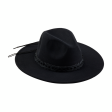 Leather Trim Fedora Hat, Black Online now