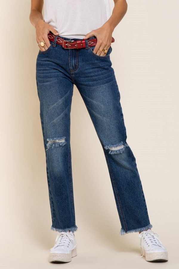 POL Straight Leg Dark Wash Denim Jeans Online now