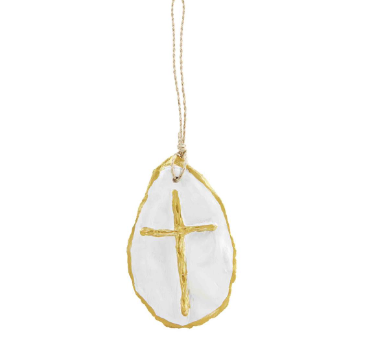 Gold Cross Oyster Shell Ornament For Cheap