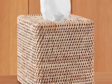 Burma Whitewashed Rattan Tissue Box Cover For Cheap