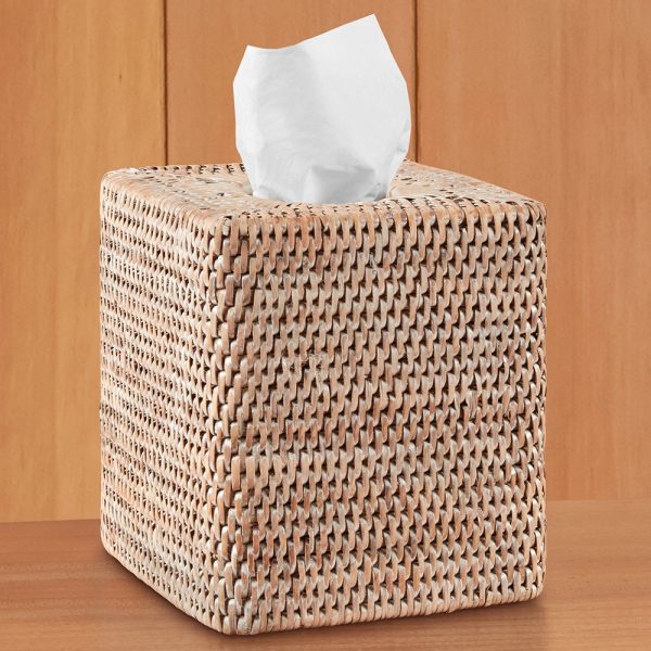 Burma Whitewashed Rattan Tissue Box Cover For Cheap