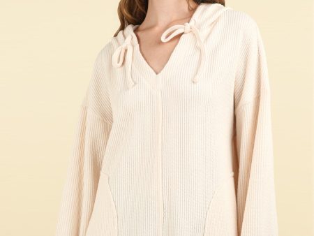 Oversized Knit Casual Hoodie Top W  Pockets Online