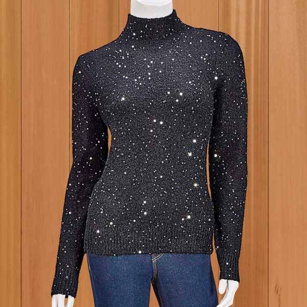 Kinross Women s Sequin Funnel Sweater Online Sale