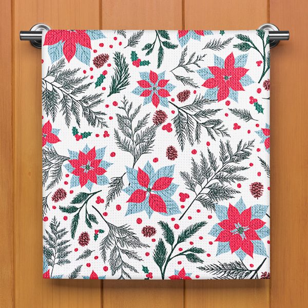 Geometry Tea Towel, Woodland Poinsettia on Sale