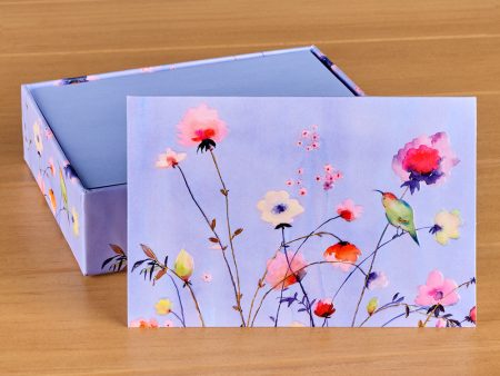 Blank Note Card Set, Lavender Wildflowers Cheap