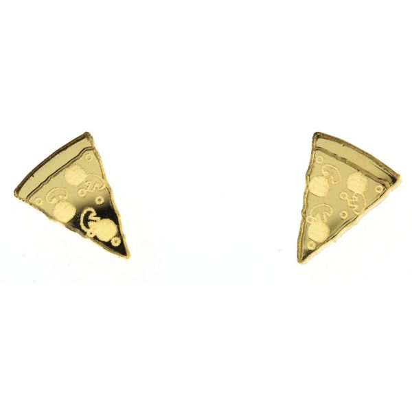 Last Chance! Pizza Earrings in Mirror Gold Hot on Sale