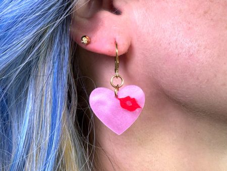 Kiss & Tell -  Red Pink Hook Earrings on Sale