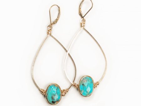 Bloom Jewelry Green Turquoise Wrapped Hoops For Cheap