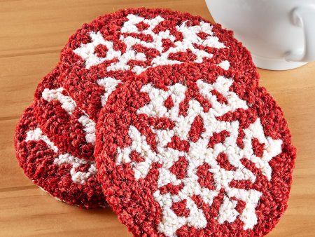 Chandler 4 Corners Hooked Wool Coaster Set, Diamond Snowflake Online Sale