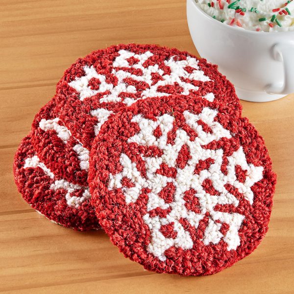 Chandler 4 Corners Hooked Wool Coaster Set, Diamond Snowflake Online Sale