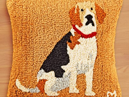 Chandler 4 Corners 14  Hooked Pillow, Beagle Cheap