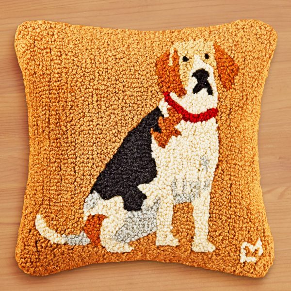 Chandler 4 Corners 14  Hooked Pillow, Beagle Cheap