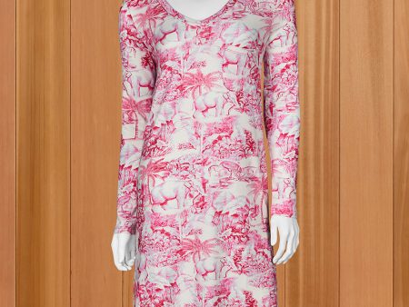 The Cat s Pajamas Women s Pima Knit Sleep Shirt, Palm Grove Toile Hot on Sale