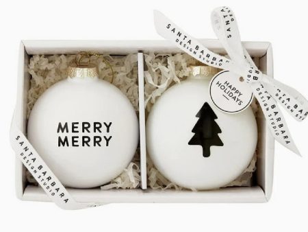 Glass Ornament Set Merry Merry and Tree For Cheap