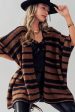 COZY SOFT TWO STRIPED TONE KNITTED SHAWL KIMONO Discount