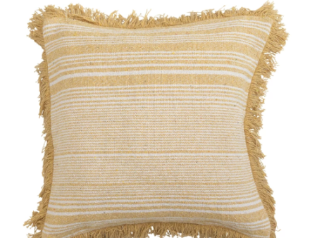 20  Cream and Yellow Woven Cotton Pillow Cheap