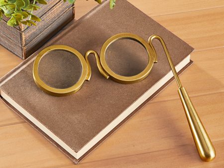 Brass Lorgnette Magnifying Glass on Sale