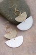 White and Gold Leather Earrings Sale