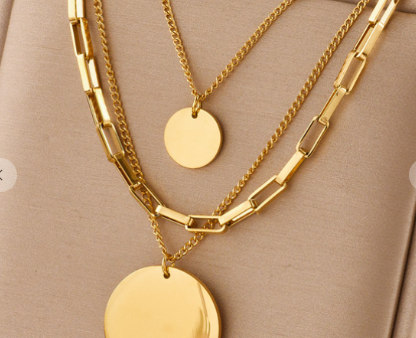 18K Gold Non-Tarnish Layered Necklace Fashion