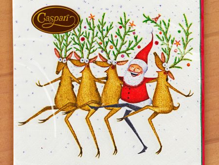 Caspari Paper Napkins, Santa s Kickettes on Sale