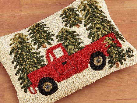 Chandler 4 Corners 14  x 20  Hooked Pillow, Truck in Trees Online Hot Sale