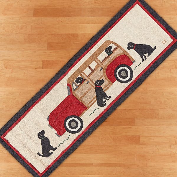 Chandler 4 Corners 30  x 8  Hooked Runner, Wood Wagon Dogs Sale